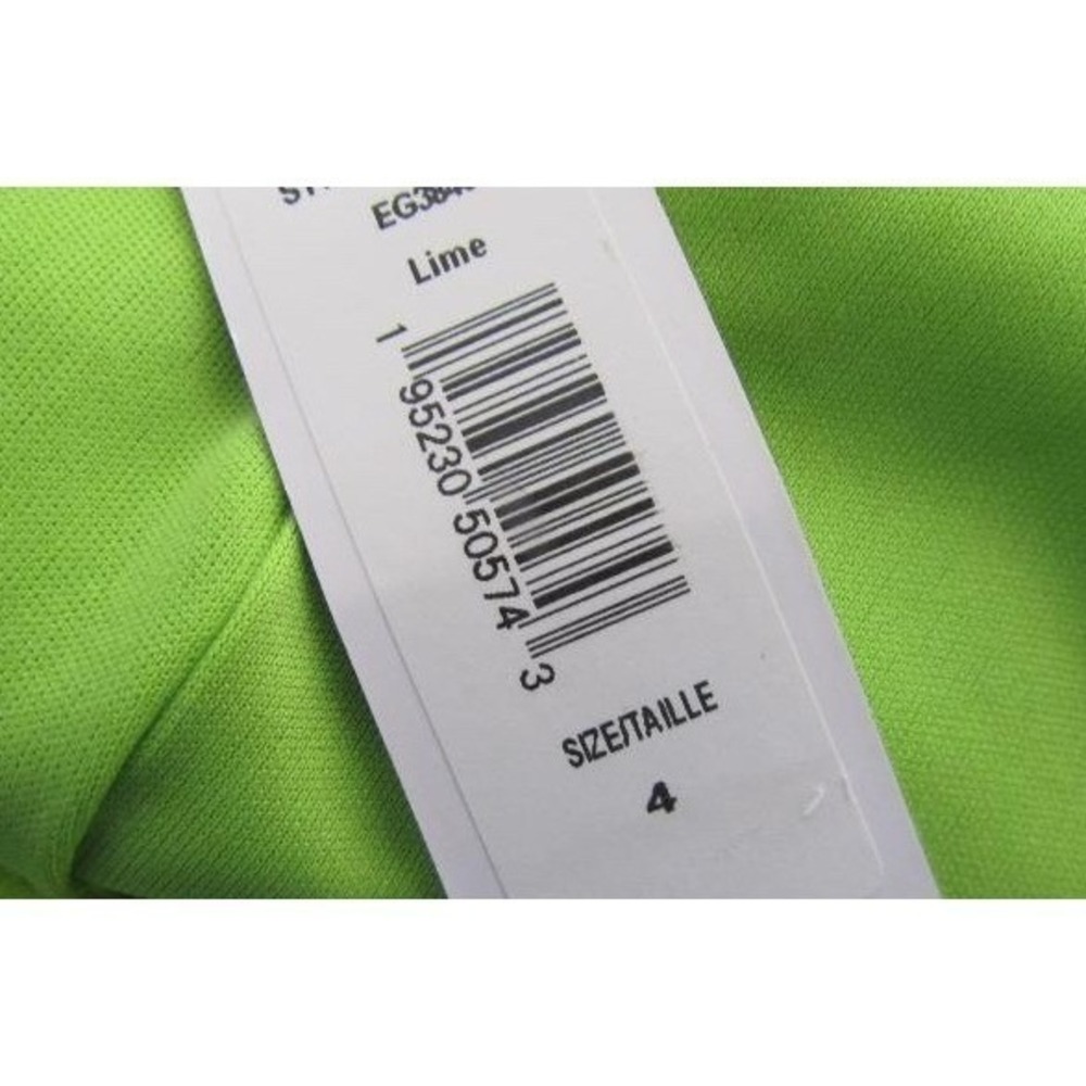 $895 Badgley Mischka Womens One Shoulder Belted Gown Lime Green Size 4 NWT - Picture 8 of 16